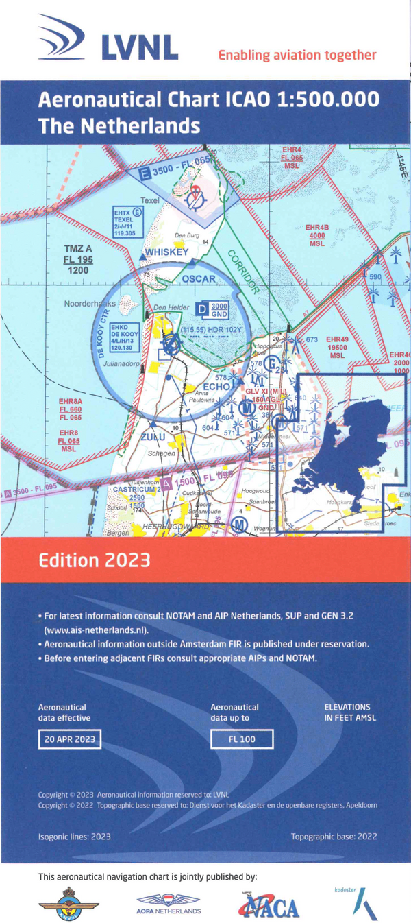 ICAO Kaart Nederland 1:500.000 Editie 2023