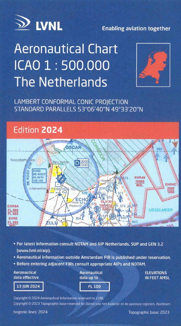 ICAO Kaart Nederland 1:500.000 Editie 2024