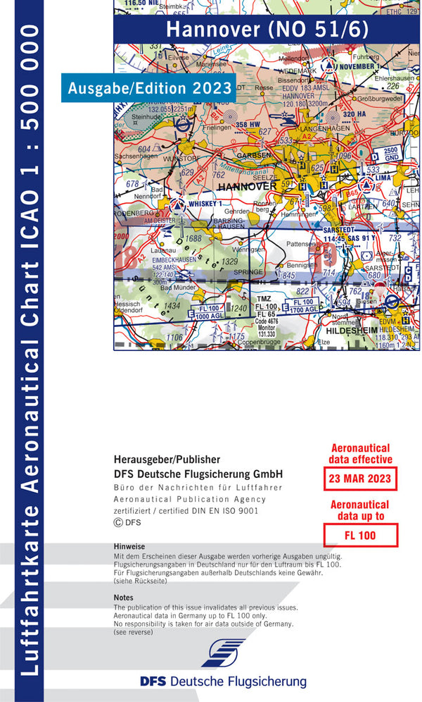 ICAO Kaart Duitsland 1:500.000 Hannover Editie 2023