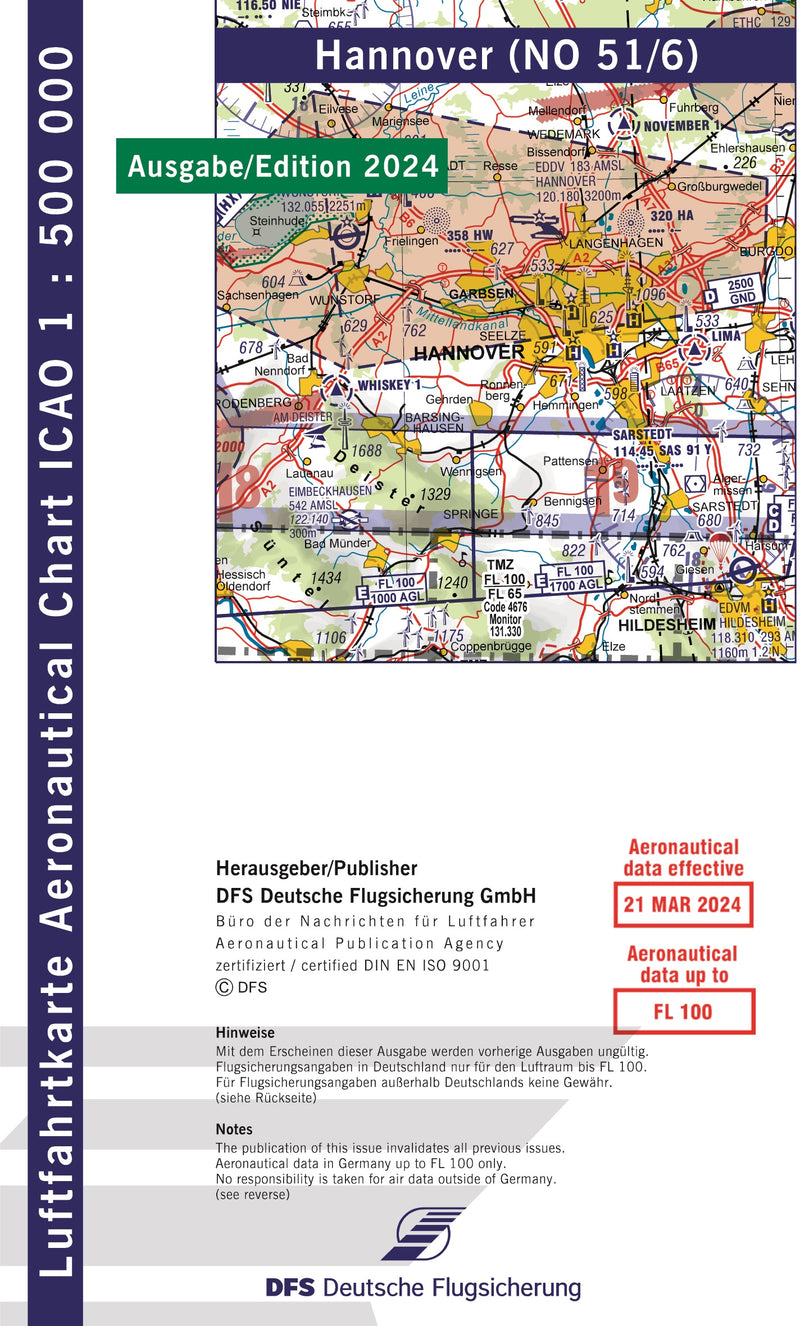 ICAO Kaart Duitsland 1:500.000 Hannover Editie 2024